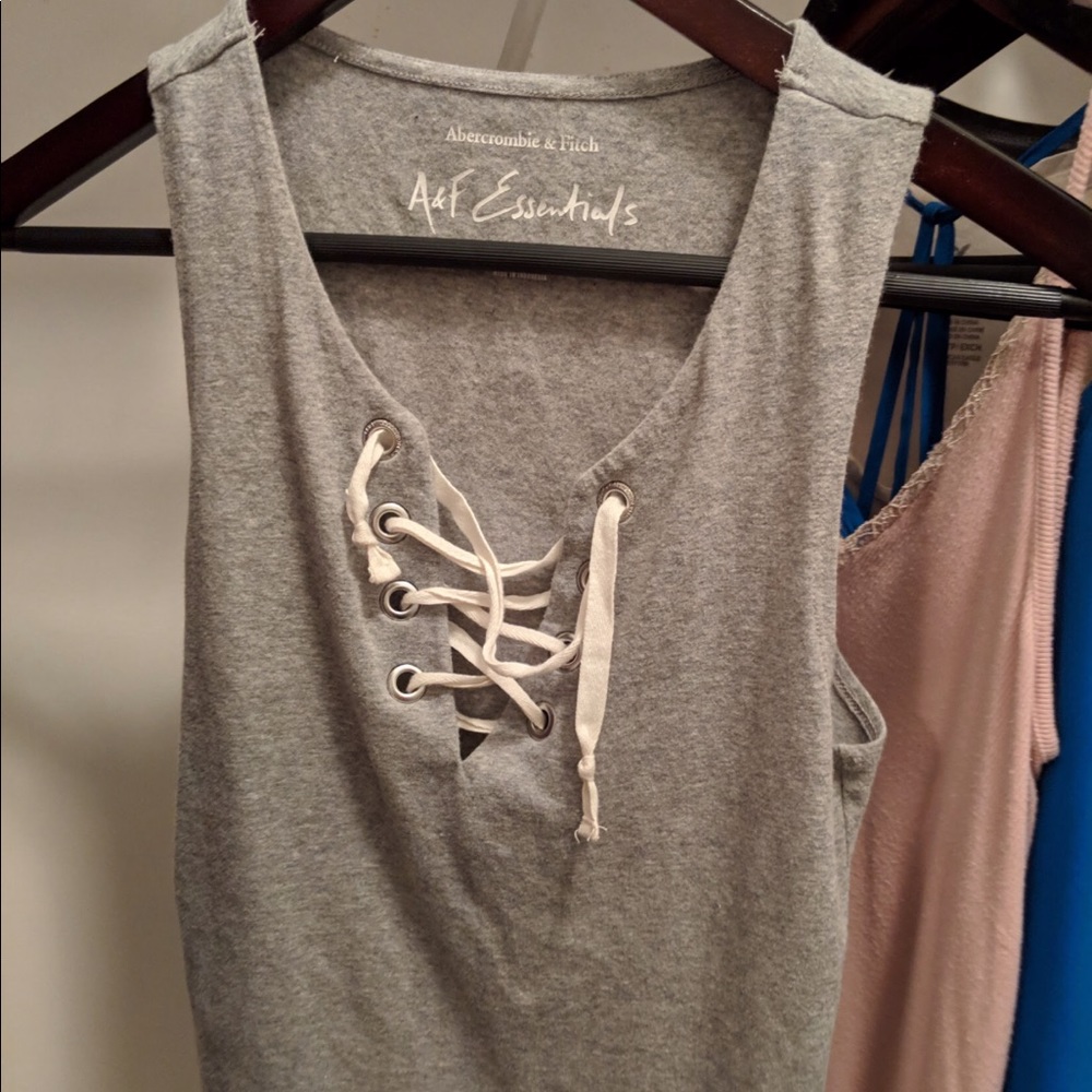 abercrombie & fitch tie-up grey small tank top